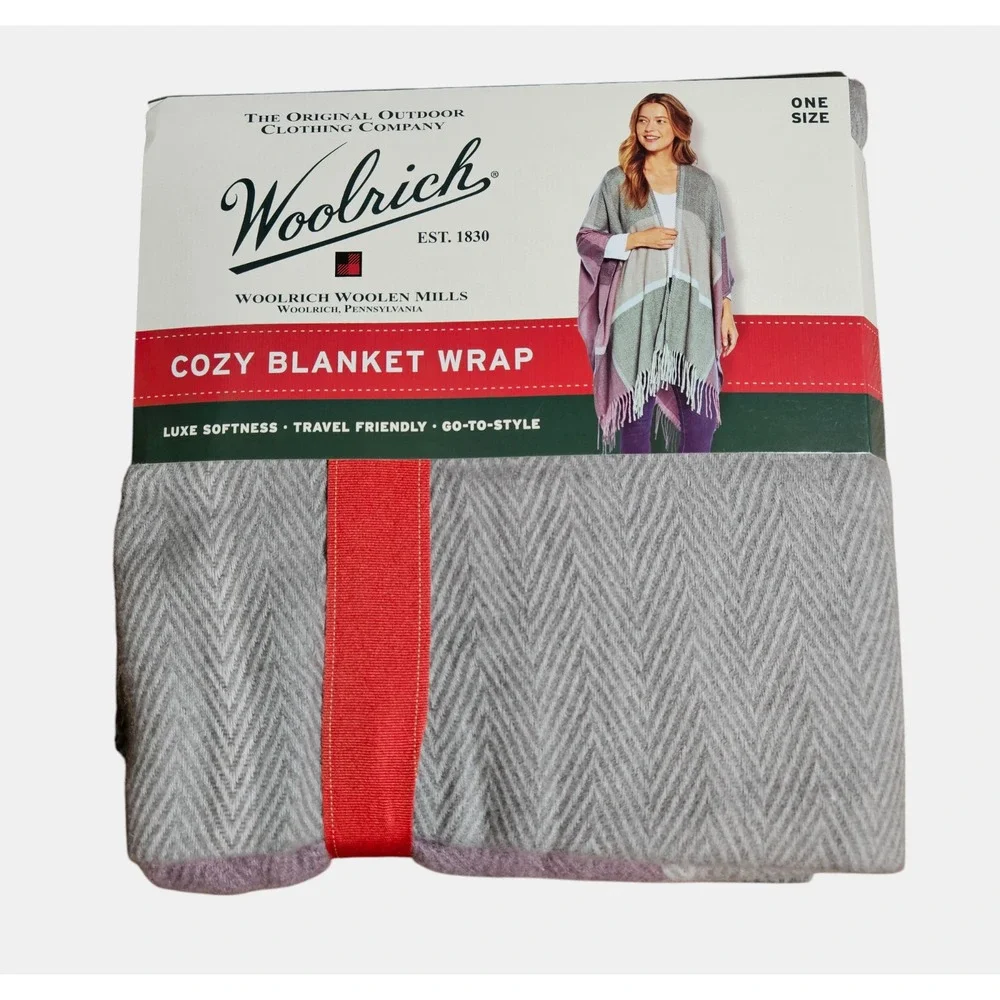 Woolrich Cozy Blanket Wrap Fringed Reagan Shawl Luxe Travel Womens One Size‎ NWT